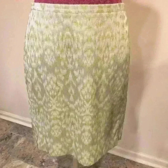 Ann Taylor Skirt Sz 8 Green Tapestry Print Pencil - Picture 7 of 7